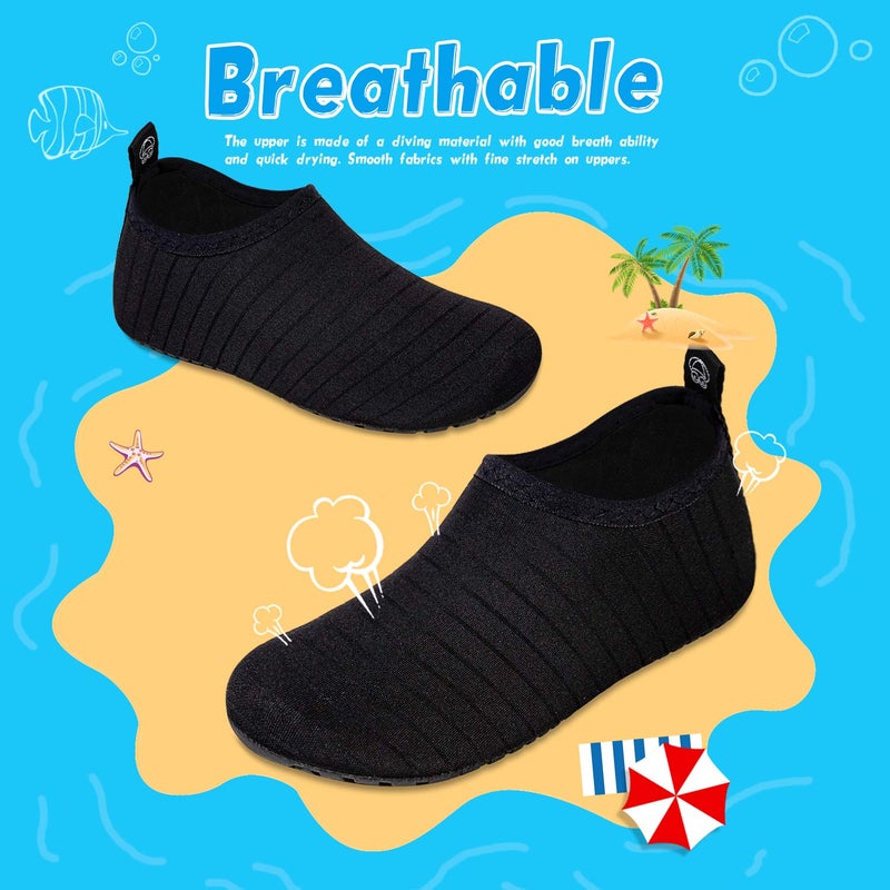 WateLves Kids Water Shoes Toddler Girls Boys Barefoot Non-Slip Quick Dry Aqua Socks for Beach Swim Walking (Striped Black, 30/31) - Image 2
